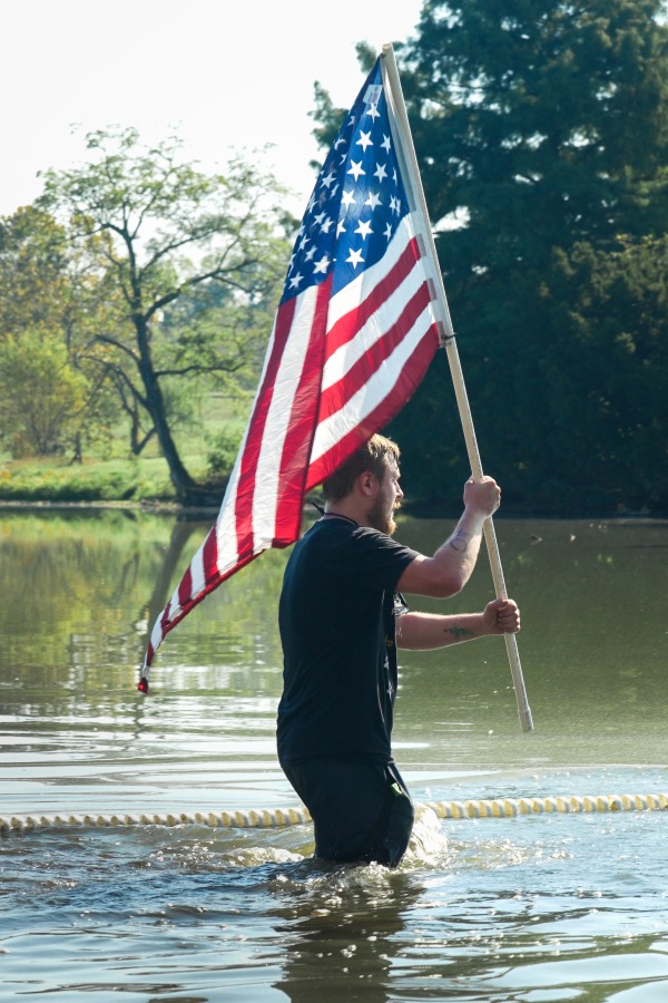Full-Size American Flag on Staff