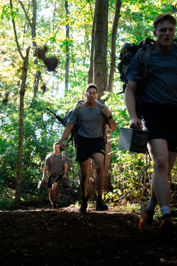 Cadet Squad Trail March with M16 on Ruck