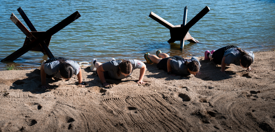 Pushups on Normandy Beach