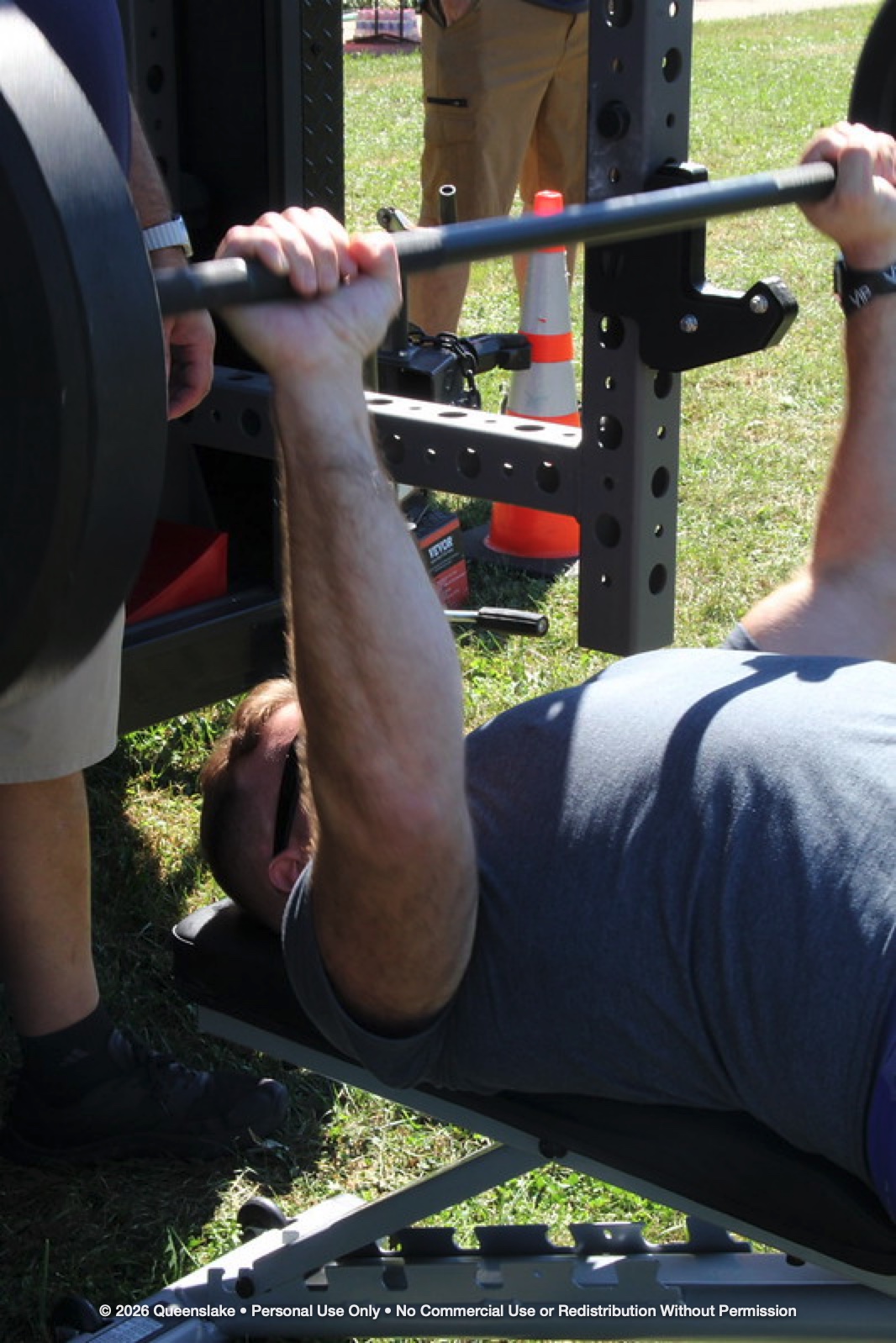 Close-up of Barbell Bench Press Lockout on BeaverFit Rig