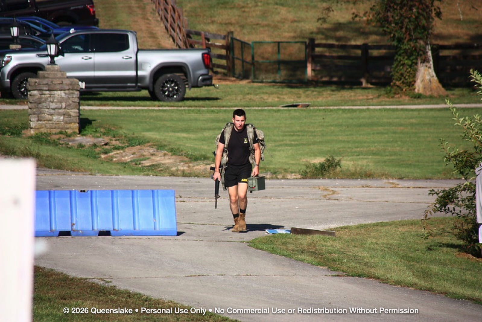 Athlete Ruck Running with Rifle & Ammo Can