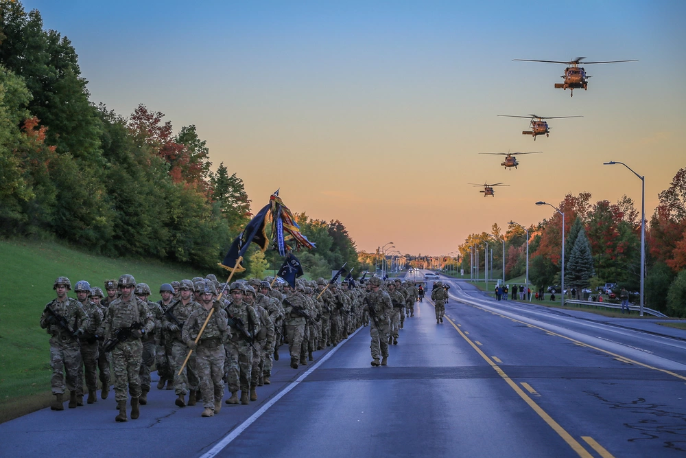Soldiers marching